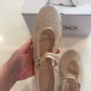 ALDO Women's Beige Mesh Mary Jane Flats NEW